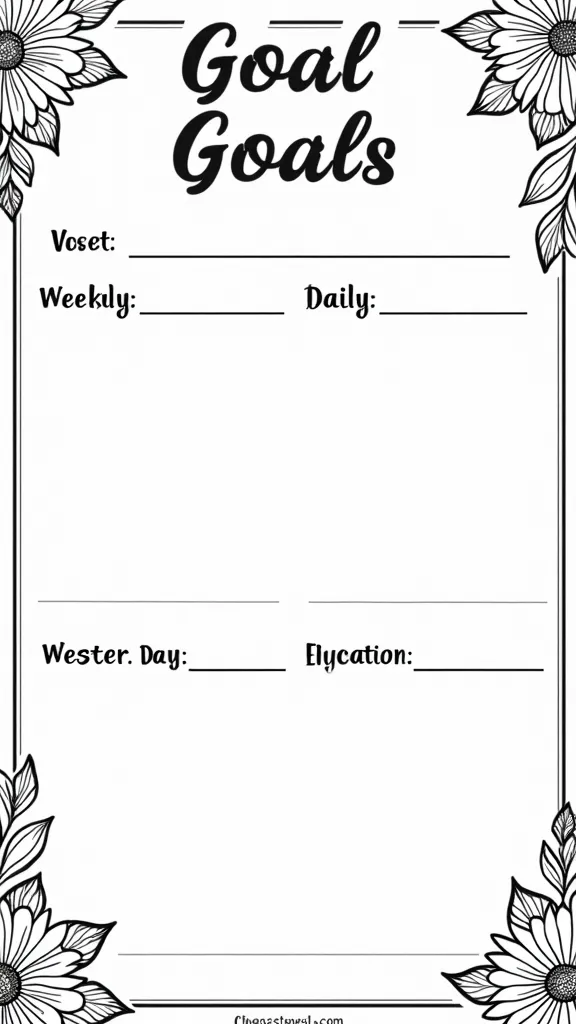 printable goal tracker coloring page